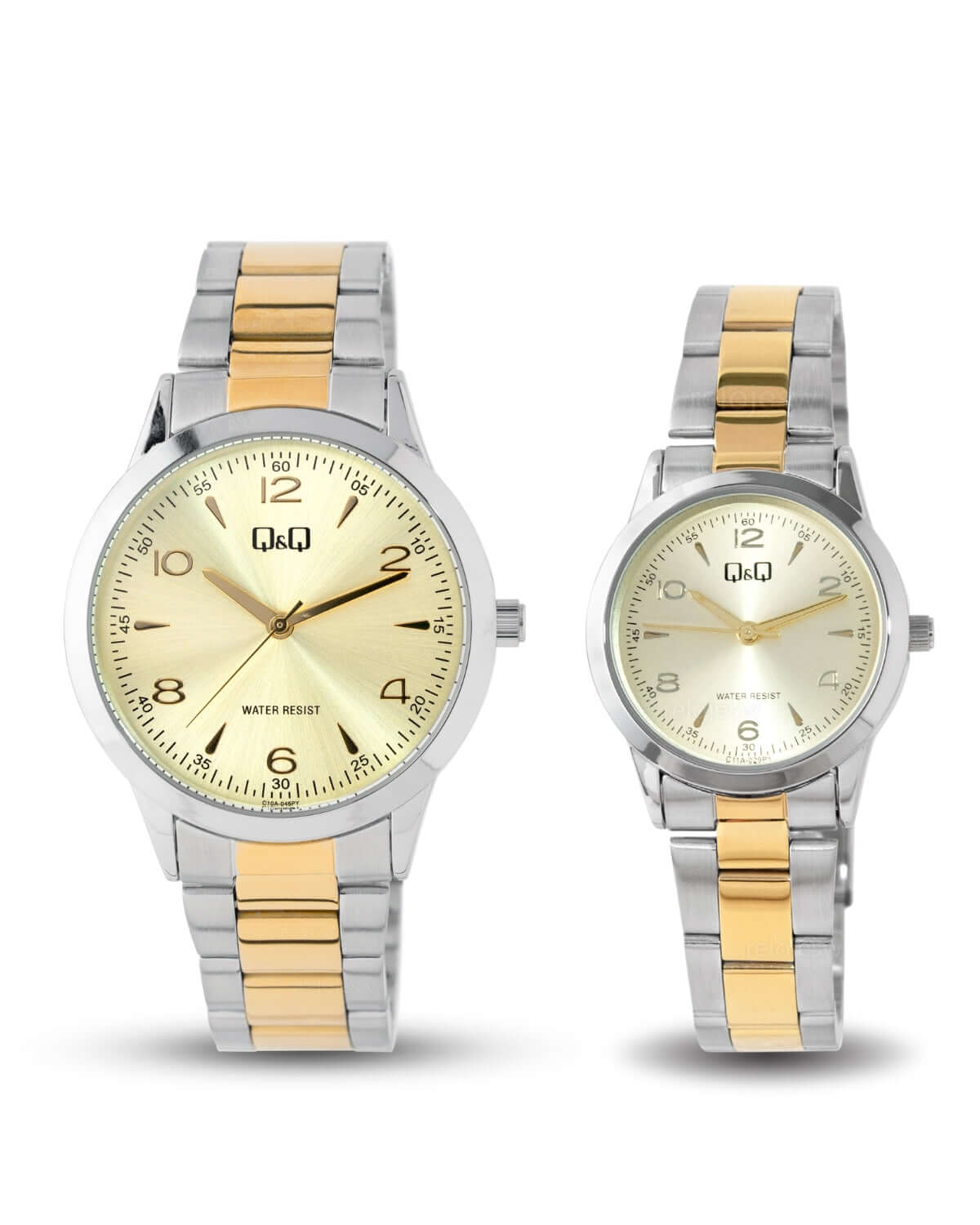 Reloj Q&Q Pareja Plateado Dorado C10A045Y / C11A029Y