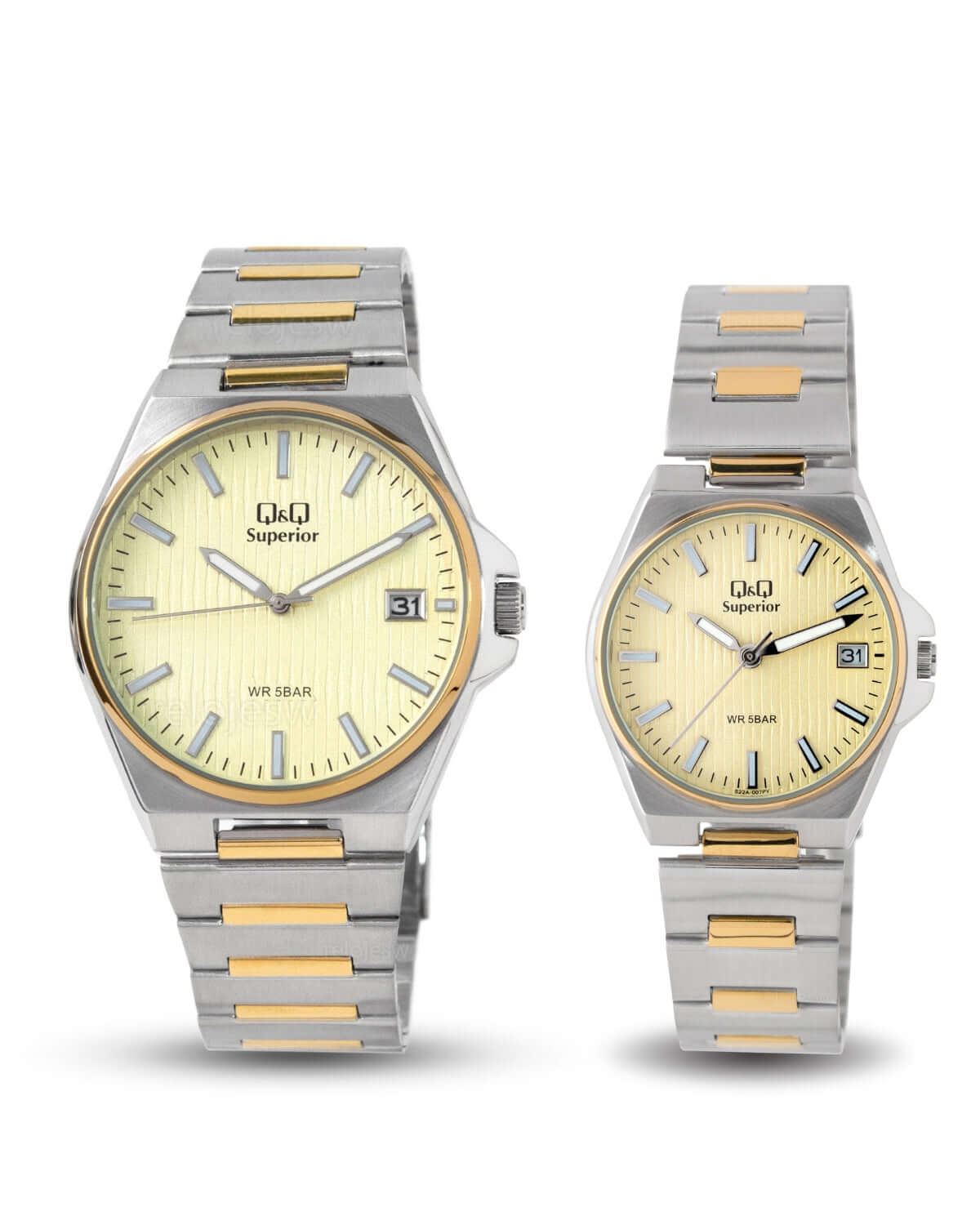 Reloj Q&Q Superior Pareja Plateado Dorado s21a007ys22a007y